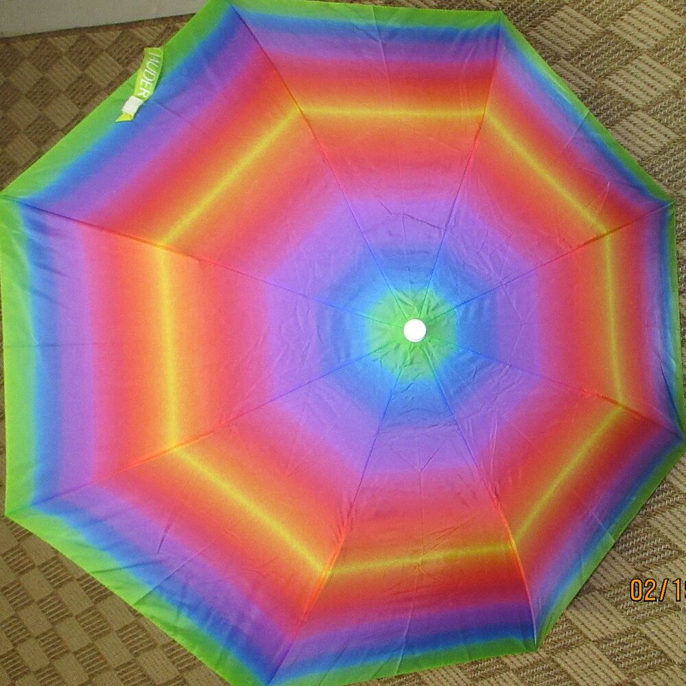 Share RARE~ESTEE LAUDER~~RAINBOW~~UMBRELLA WITH WHITE HANDLE~15" END TO END